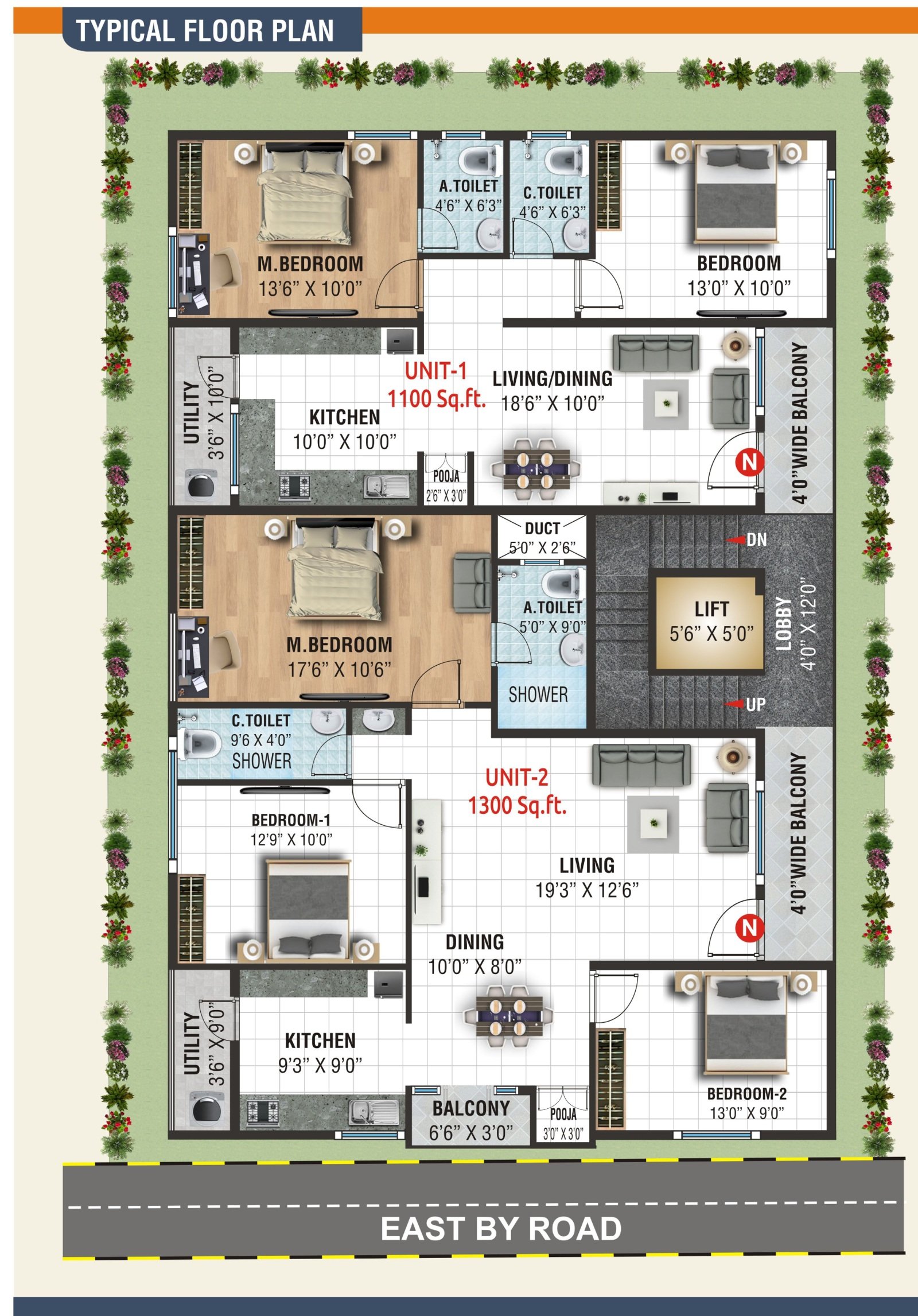 Complete Elite Aura typical floor plan with 2 BHK and 3 BHK homes