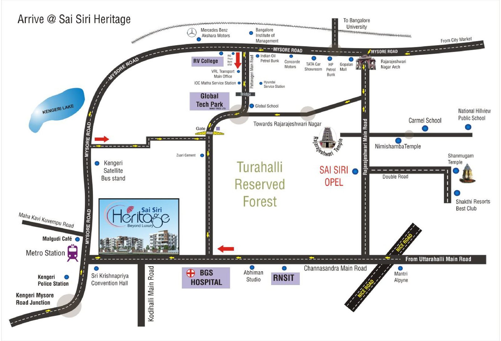 Sai Siri Heritage proximity map for Uttarahalli and Kengeri Main Road