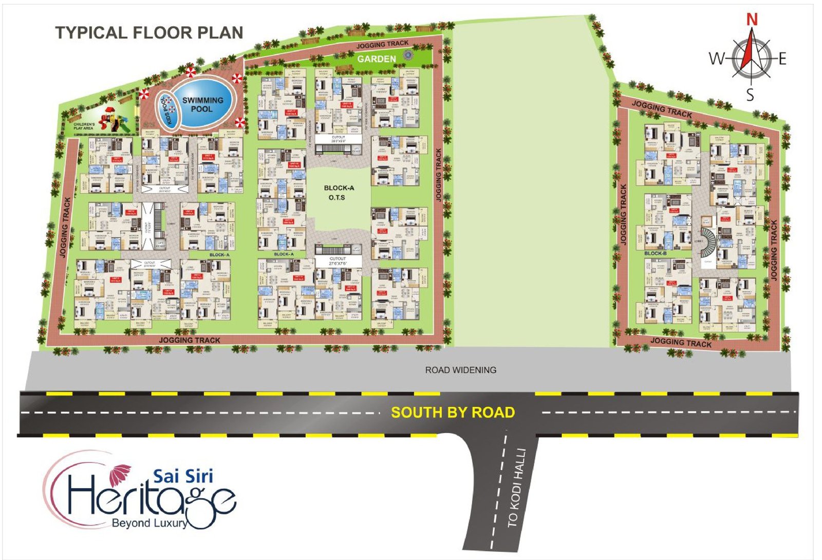 Sai Siri Heritage typical floor plan with swimming pool, garden and jogging track