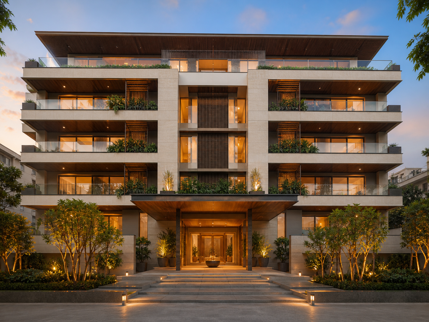Premium residential front elevation and arrival entrance